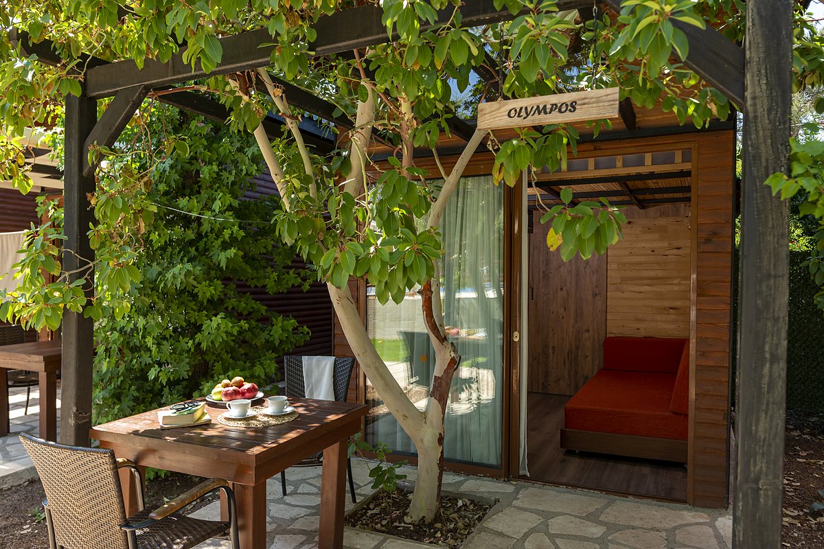 Duplex Bungalow: veranda seating in the shade of a tree
